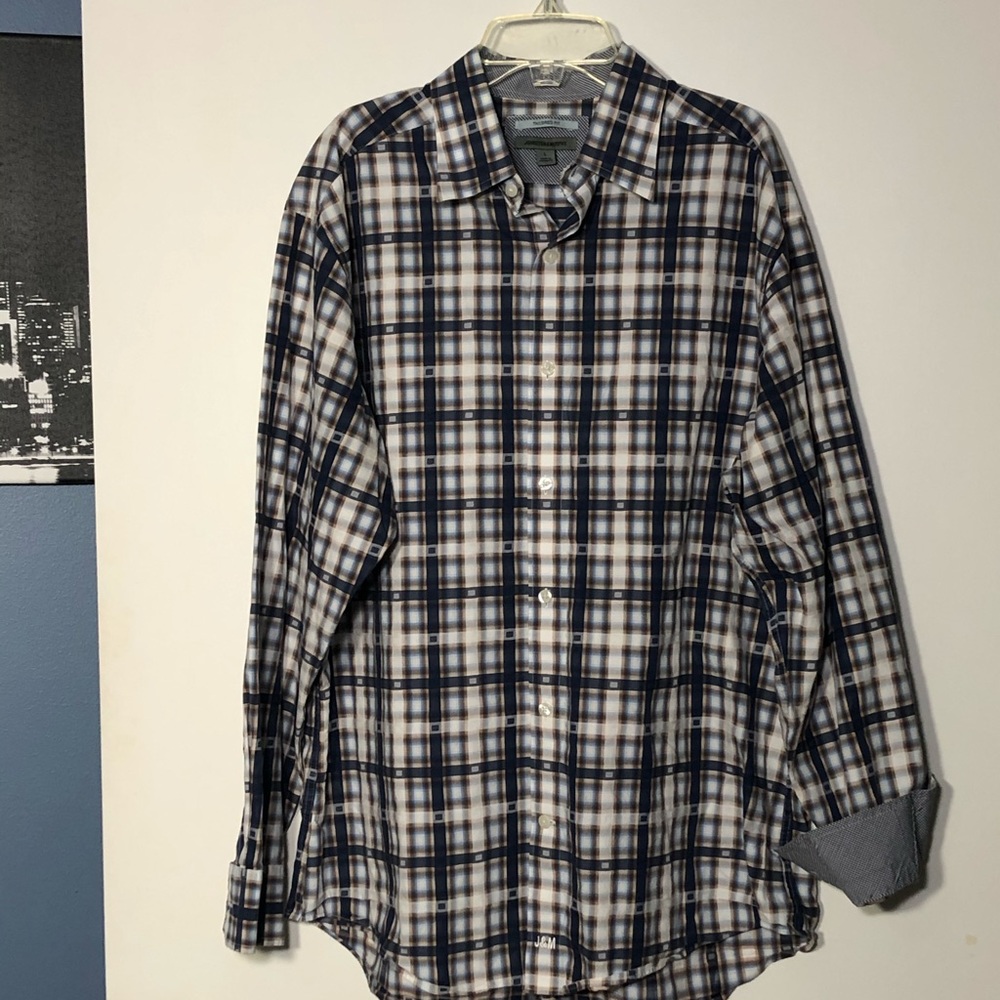 J&M Button Down Dress Shirt Sz L Blue 🤩 Awesome!